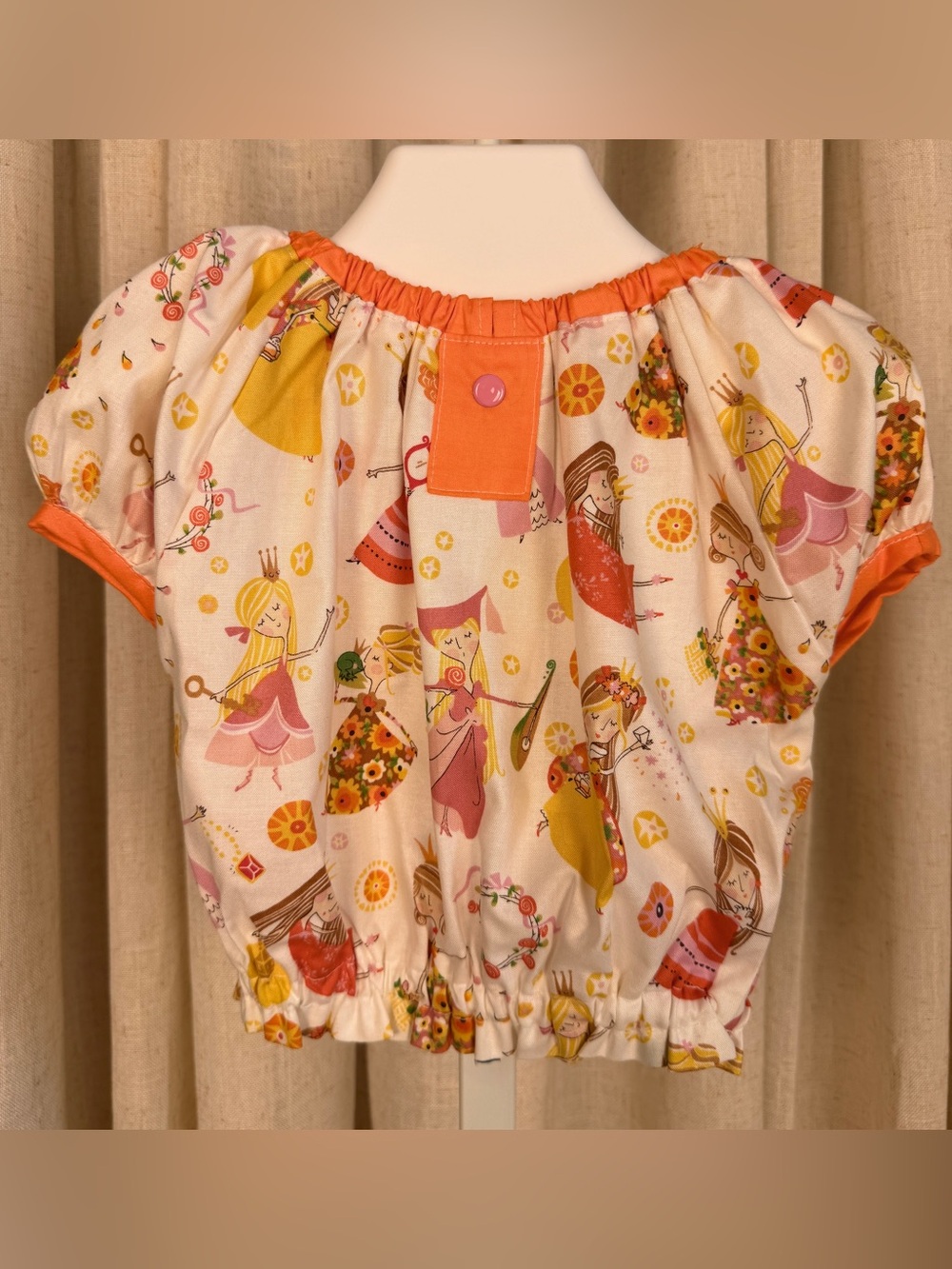 Girls' Orange Trim Princess *SLEEPING BEAUTY* Print Peasant Top 2T 3T NIB